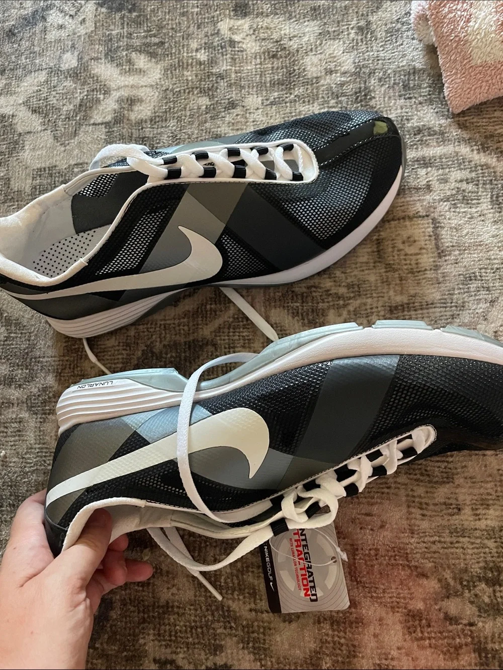 Nike Black, Gray & White Golf Spiked Shoes